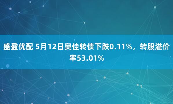 盛盈优配 5月12日奥佳转债下跌0.11%，转股溢价率53.01%